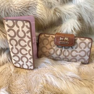 Brown/Cognac Coach Signature Snap Closure Wallet